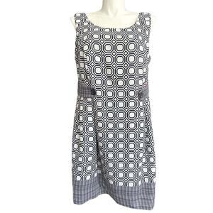 Signature by Robbie Bee Black and White Geometric Midi Dress